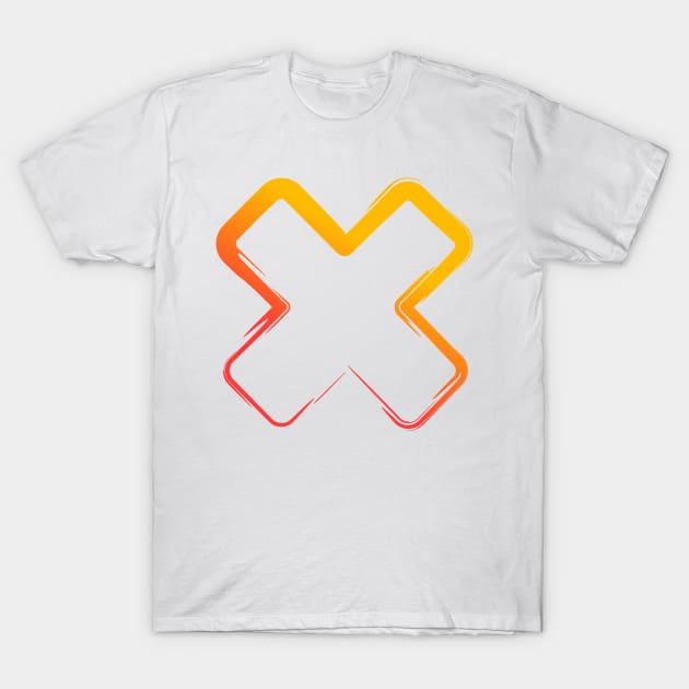 Simple Abstract Cross X Design Red Orange T-Shirt by kezeharianz